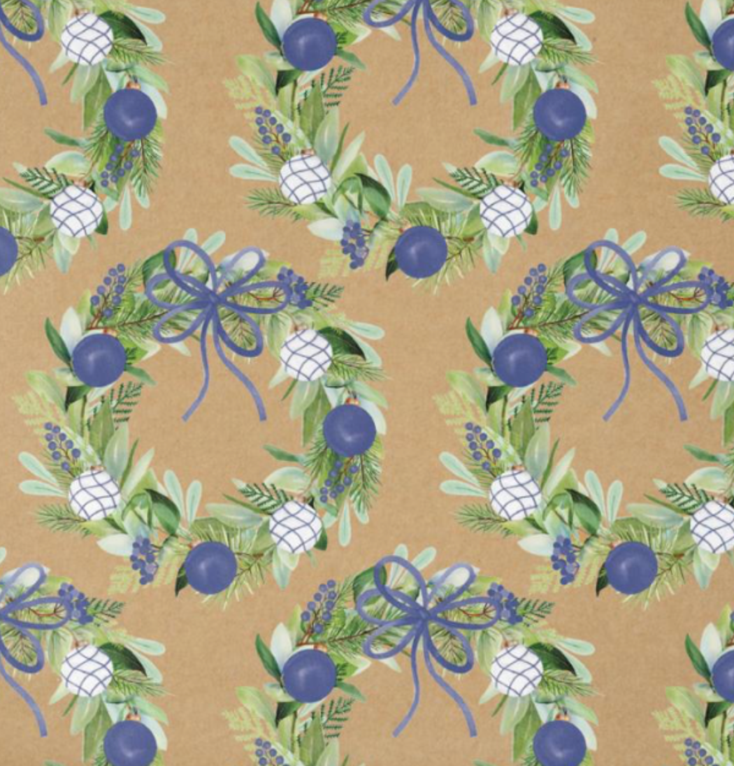 Watercolour Wreath Navy Kraft
