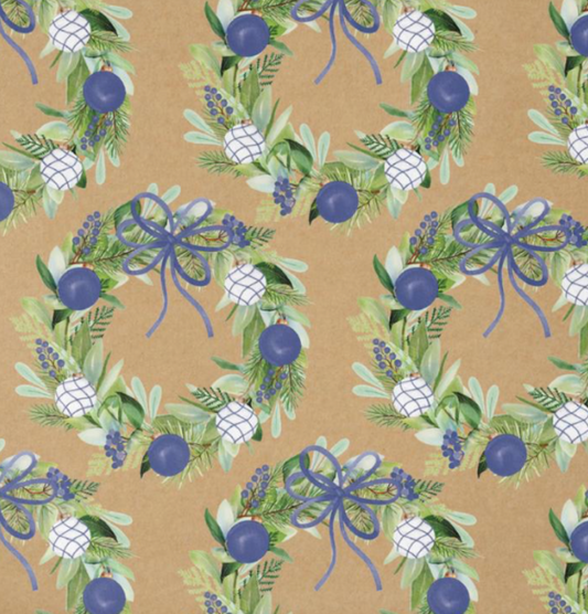 Watercolour Wreath Navy Kraft